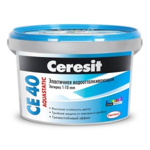 Затирка Церезит (Ceresit) СЕ40 Aquastatic  2кг серебристо- серый 04 (эластичная водоотталкивающая)