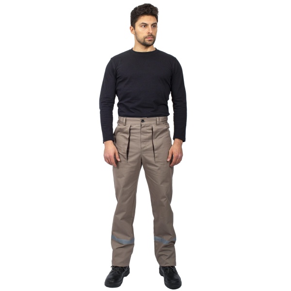 Костюм Респект (тк.Саржа,250) брюки, бежевый/коричневый